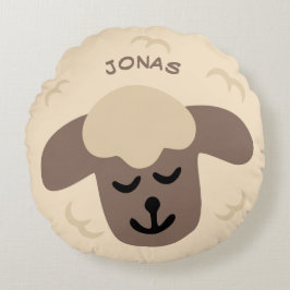 Almofada Redonda Braunes Schaf - personalisierbares Kinderkissen