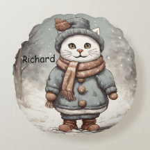 Bravo Natal Gato Snowman Watercolor Whimsical