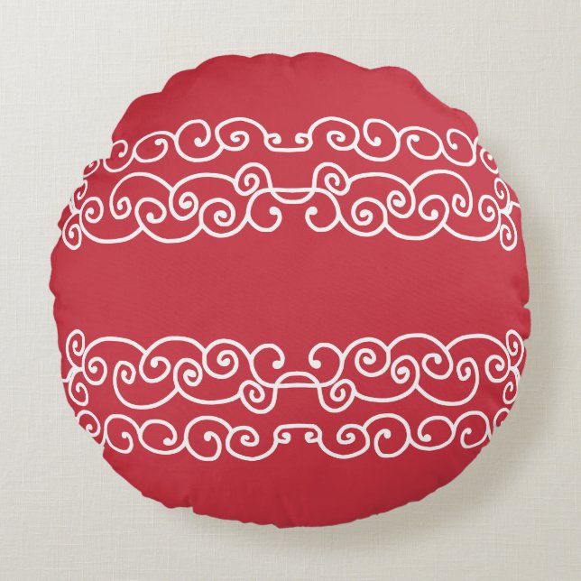 Almofada Redonda Brick vermelho com rolhas brancas (Frente)
