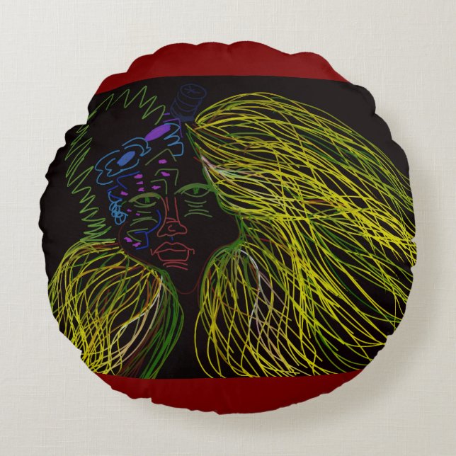 Almofada Redonda Bright Colored Puppet (Frente)