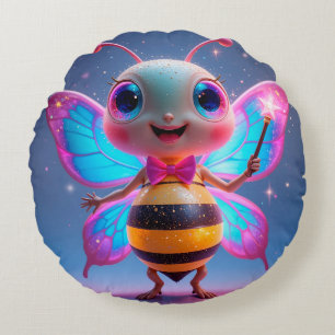 Almofada Redonda Bright Magical Bee Character Com Asas Espumantes