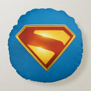 Almofada Redonda Brilhante da blindagem S do Ouro Superman
