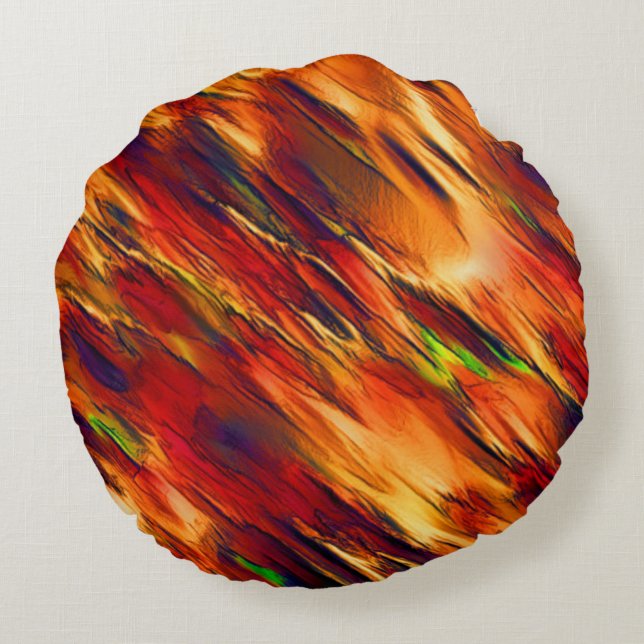Almofada Redonda Brilhante manchado de vermelho a laranja, um pouco (Verso)
