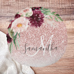 Almofada Redonda Brilhante Rosa Moderno e Estilhaço de Flor com Nom<br><div class="desc">Brilhante Rosa Moderno e Estilhaço de Flor com Nome</div>