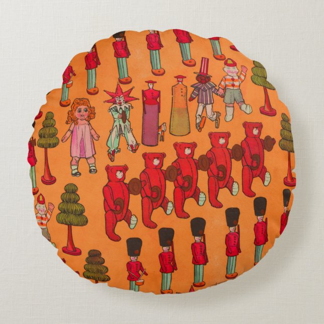 Almofada Redonda Brinquedos de Natal Brincadeiras (Frente)