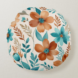 Almofada Redonda bronze e flores lacrimogêneas