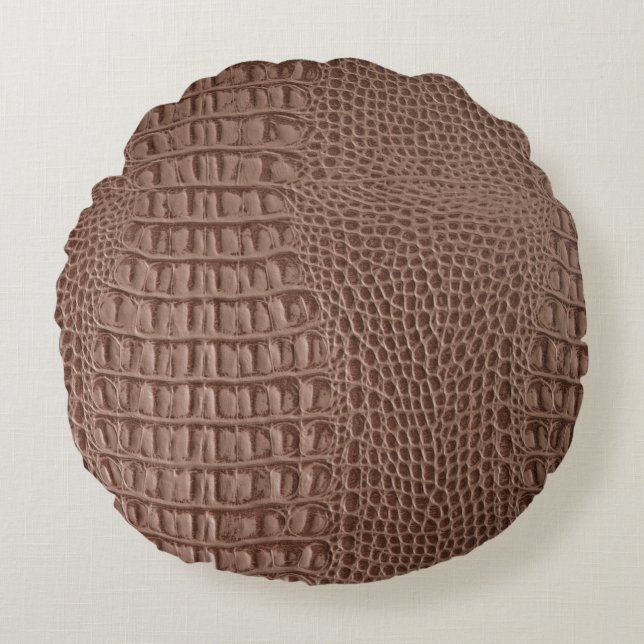 Almofada Redonda Brown leather texture background close up macroski (Frente)