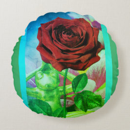 Almofada Redonda BuddhaToday V3.blu #4 Travesseiro de Sapo Florido