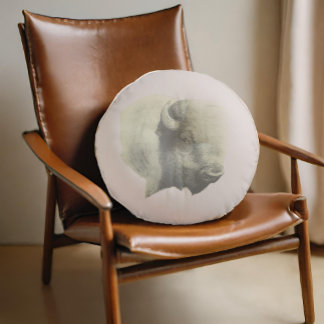 Almofada Redonda Buffalo Spirit — Arte Original