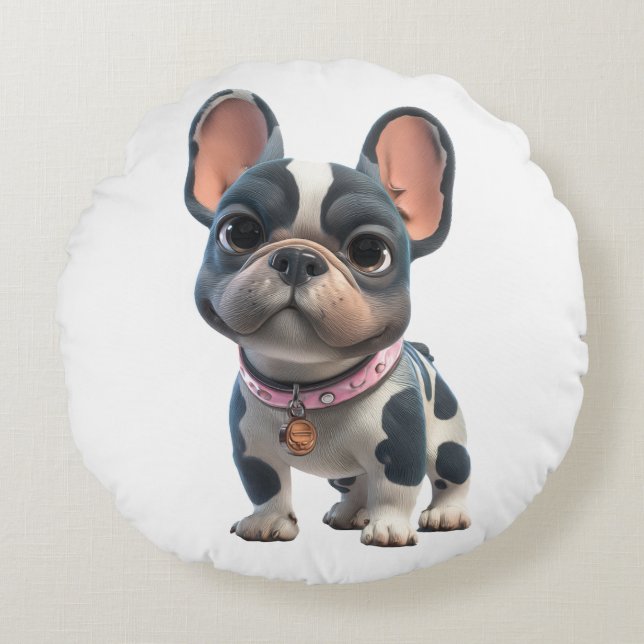 Almofada Redonda Bulldog Francês (Frente)