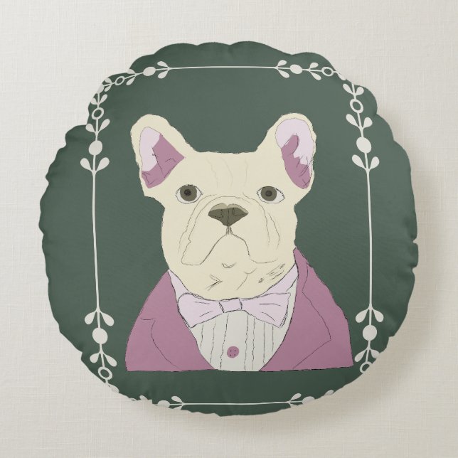 Almofada Redonda Bulldog Francês (Frente)
