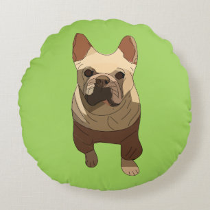 Almofada Redonda Bulldog Francês, Verde Lima