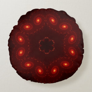 Almofada Redonda Burgandy Gothic Lace Snowflake, vermelho escuro