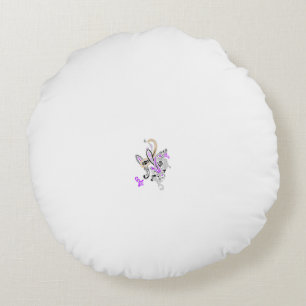 Almofada Redonda Butterfly Fairy Tattoo Vetor - Vintage Floral Art