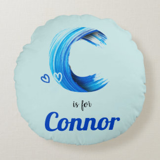 Almofada Redonda C é para Connor Baby Gift Personalizado Name