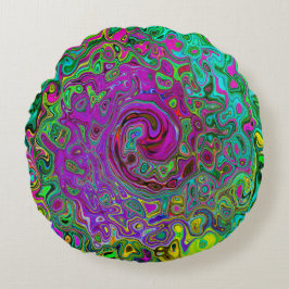 Almofada Redonda Cabeça de Abstrato para Retro Líquido Roxo