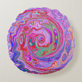 Almofada Redonda Cabeça de Abstrato retrovertida, roxa e roxa rosa