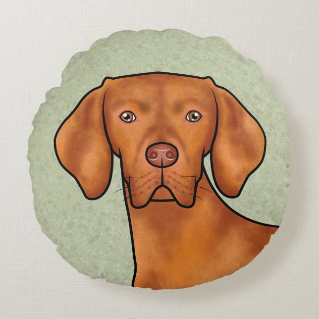 Almofada Redonda Cabeça de cachorro Pointer Cartoon Vizsla Húngaro  (Frente)