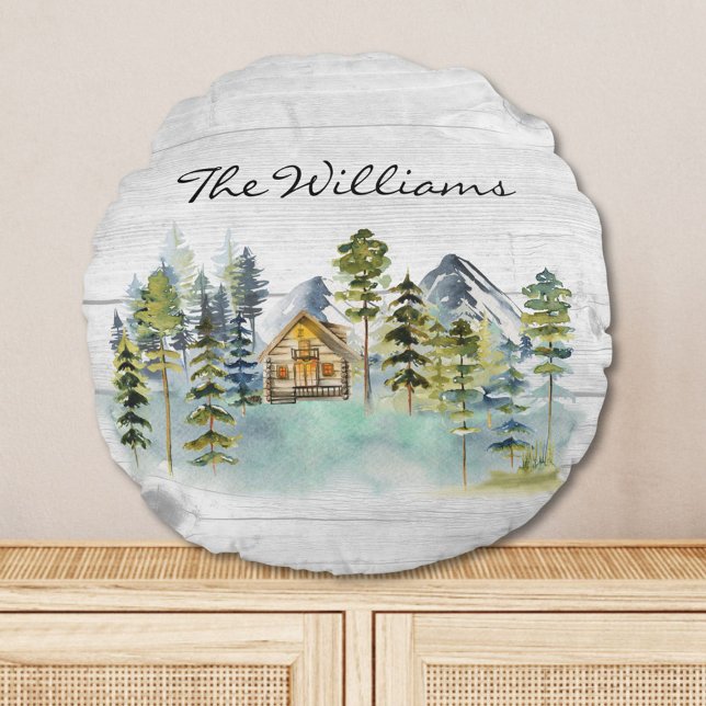 Almofada Redonda Cabina de montanha russa com aquarela (In situ)