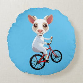 Almofada Redonda Cabra branca e bonita de bicicleta