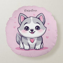 Cachorrinho Husky Kawaii Personalizado Rosa