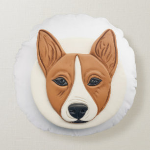 Almofada Redonda Cachorro Basenji Inspirado em 3D