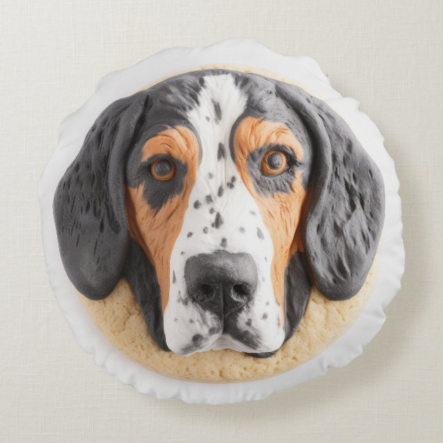 Almofada Redonda Cachorro Bluetick Coonhound Inspirado em 3D (Verso)