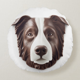 Almofada Redonda Cachorro Border Collie Inspirado em 3D