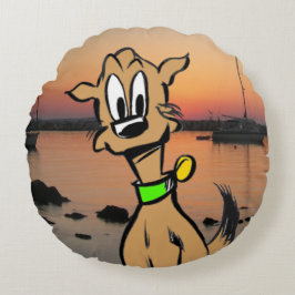 Almofada Redonda Cachorro Cachorro Rosto Caricatura Crianças Redond