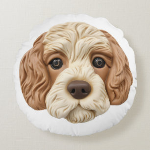 Almofada Redonda Cachorro Cockapoo Inspirado em 3D