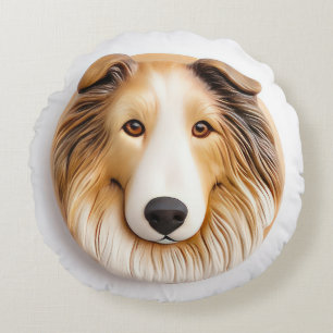 Almofada Redonda Cachorro Collie 3D Inspirado