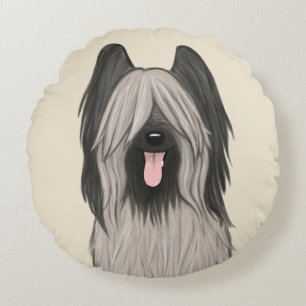 Almofada Redonda Cachorro de Cartum Briard