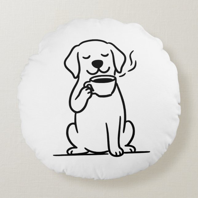 Almofada Redonda Cachorro de Conteúdo Café Humor (Frente)