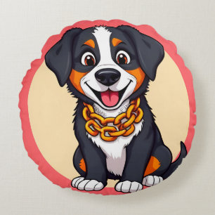 Almofada Redonda Cachorro de Desenho Animado Adorável