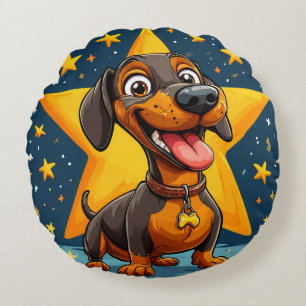 Almofada Redonda Cachorro de Desenho Animado Divertido com Cores Vi