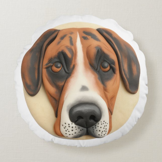 Almofada Redonda Cachorro Dogue Alemão 3D Inspirado (Frente)