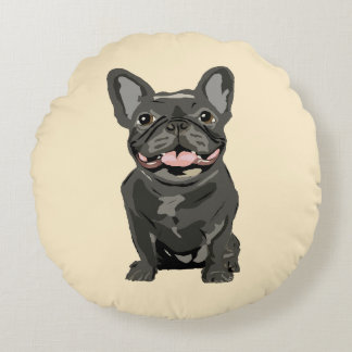 Almofada Redonda Cachorro fofo, bulldog francês