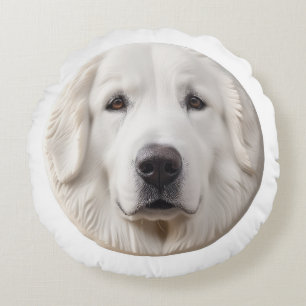 Almofada Redonda Cachorro Great Pyrenees Inspirado em 3D