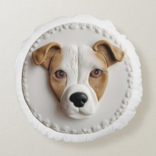 Almofada Redonda Cachorro Jack Russell Inspirado em 3D