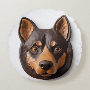 Almofada Redonda Cachorro Kelpie Australiano Inspirado em 3D