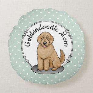 Almofada Redonda Cachorro Mãe Doodle Mãe (ouro vermelha) Cachorro M