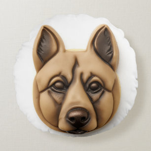 Almofada Redonda Cachorro Malinoi Belga Inspirado em 3D