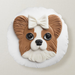 Almofada Redonda Cachorro Papillon 3D Inspirado