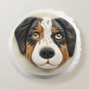 Almofada Redonda Cachorro Pastor Australiano Inspirado em 3D