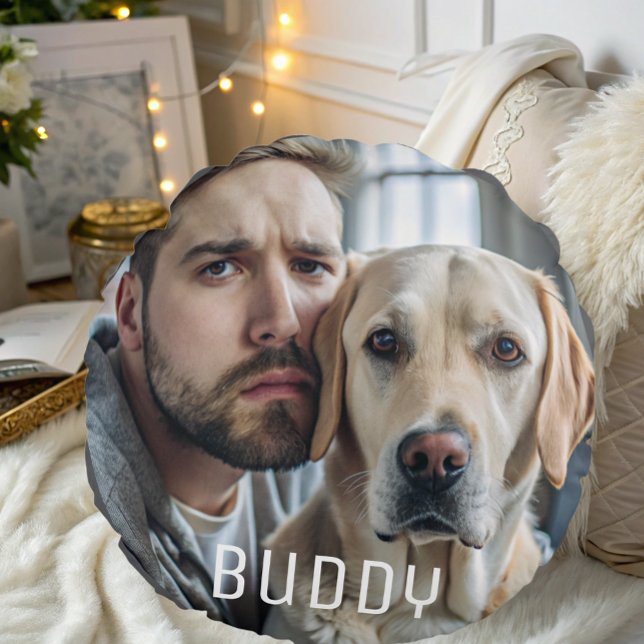 Almofada Redonda Cachorro Personalizado Bonito Pet Fotografia do Lo (Criador carregado)