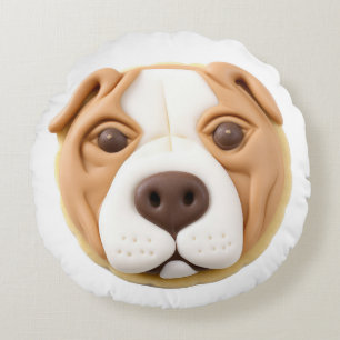 Almofada Redonda Cachorro Pitbull 3D Inspirado