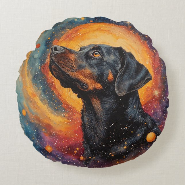 Almofada Redonda Cachorro por Whimsical Cosmos (Frente)