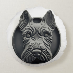 Almofada Redonda Cachorro Scottish Terrier Inspirado em 3D