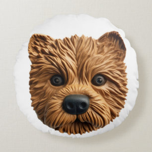 Almofada Redonda Cachorro Terrier Australiano Inspirado em 3D