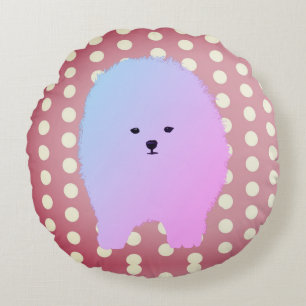 Almofada Redonda Cachorro, Travesseiro Fluffy Pet Fluffy Pomeranian